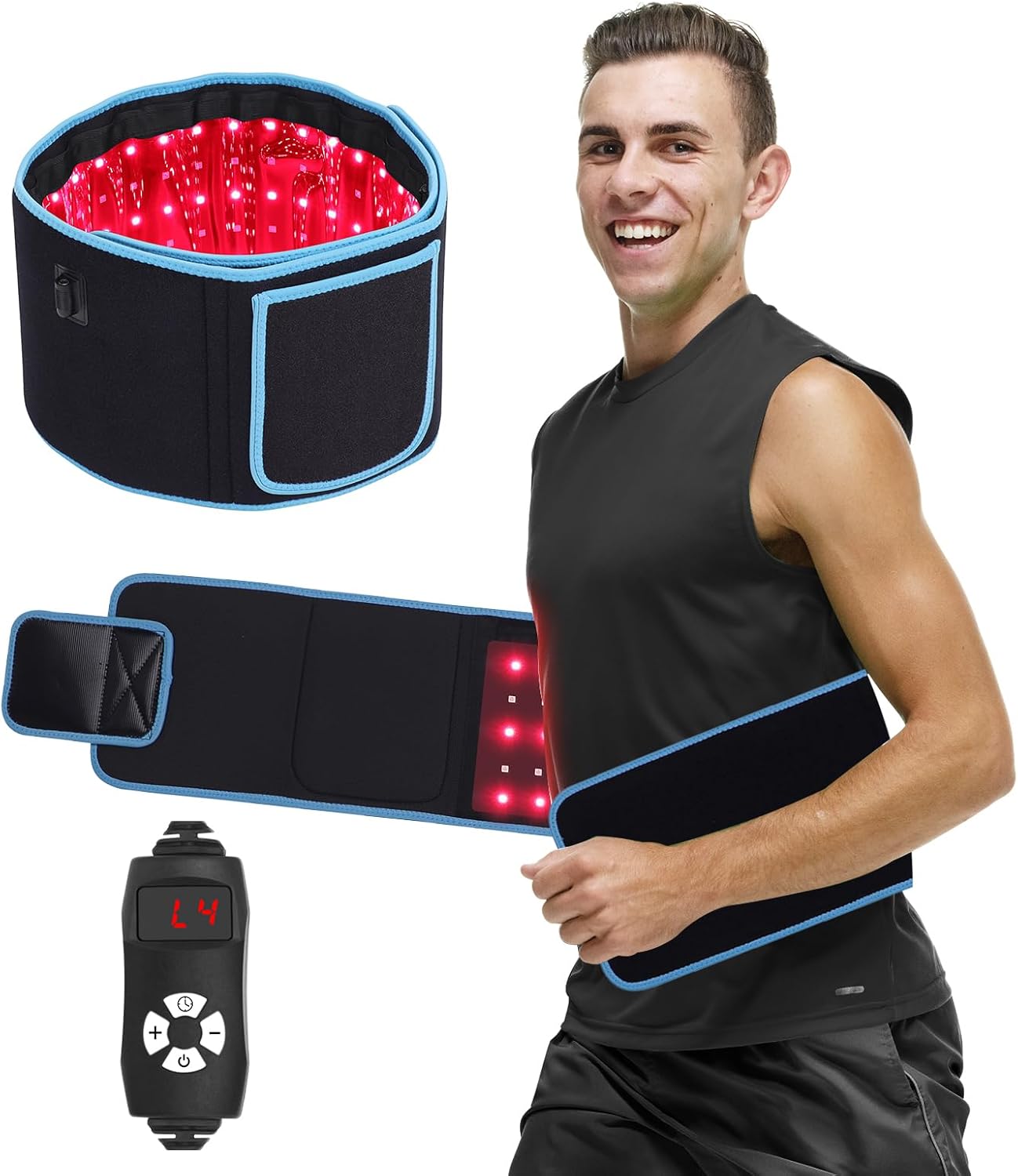 Weight Lifting Belt - LED Phototherapy Massage Belt Red Light